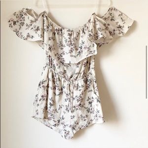 Everly Floral Print off Shoulder Romper NWT